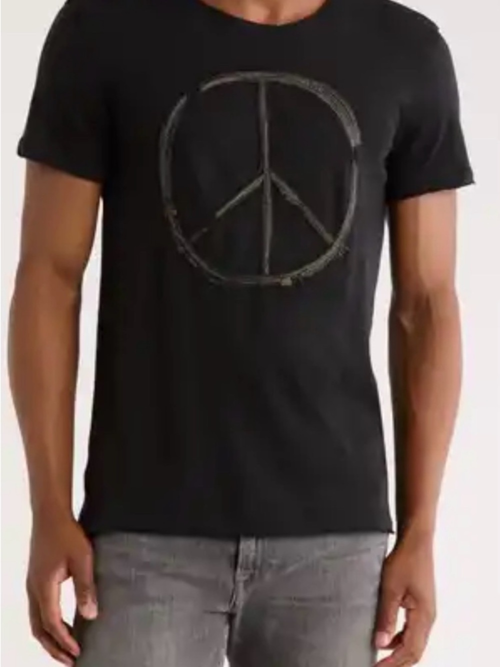 John Varvatos Black Short-Sleeve Peace Sign Graphic Tee